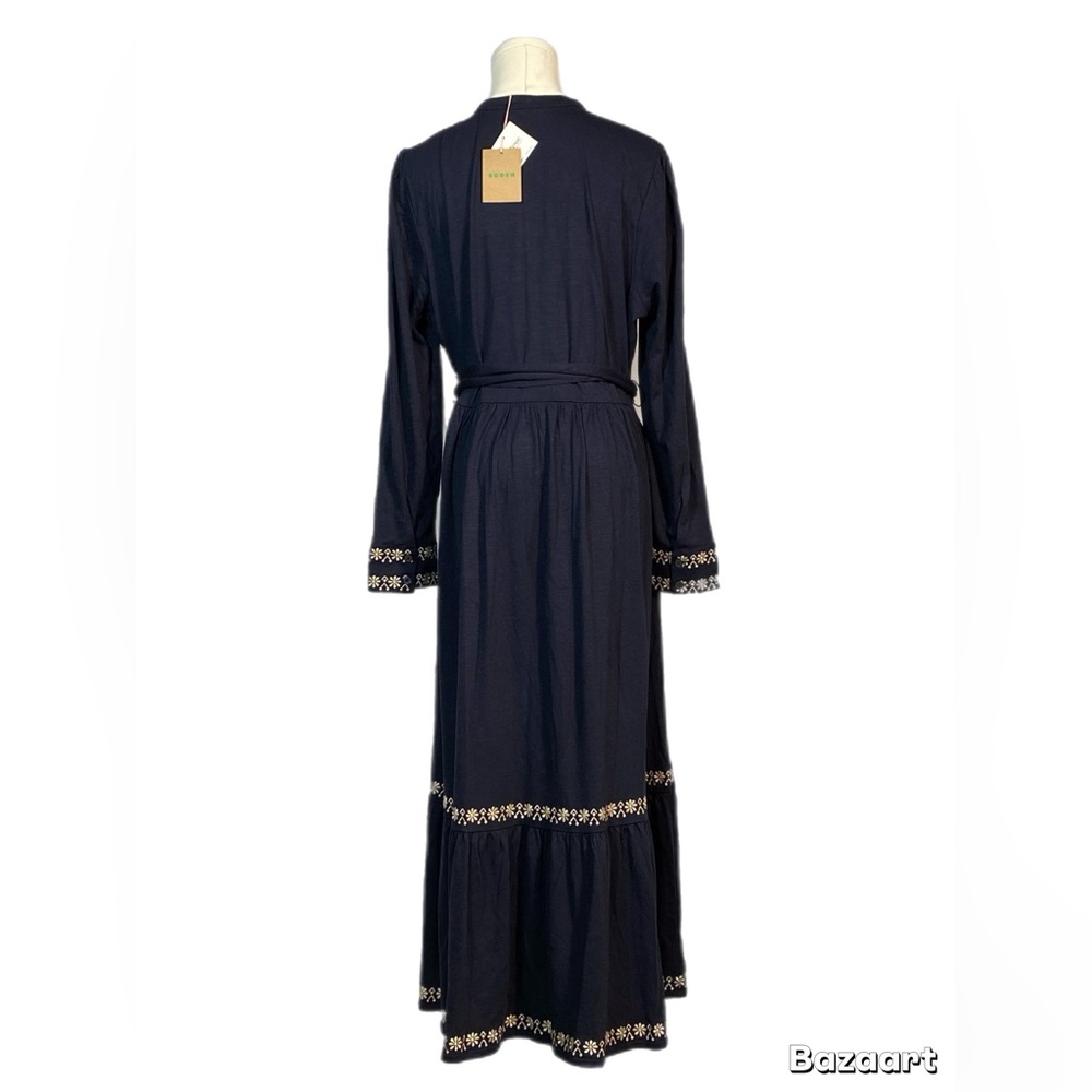 Boden Edwina Jersey Shirt Dress in Navy Blue with Embroidery size 12P - Picture 4 of 14